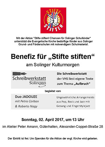 Benefiz für Stifte stiften am solinger Kulturmorgen